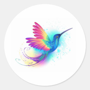 Sticker Rond Exotic Rainbow Hummingbird