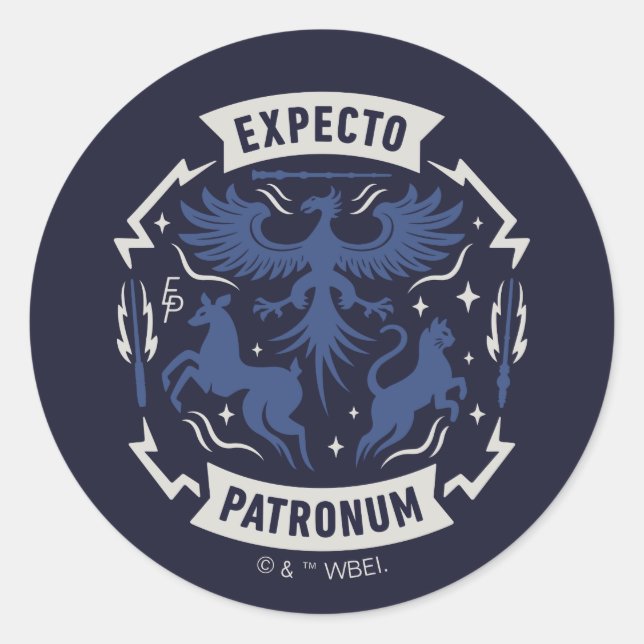 Sticker Rond Expecto Patronum Graphisme Silhouette Vintage (Devant)
