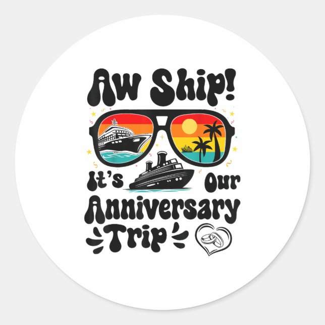 Sticker Rond Expédition C Notre Anniversaire Voyage Couples Mar (Devant)