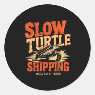 Sticker Rond Expédition de Tortue Lente Vintage - Service de Li