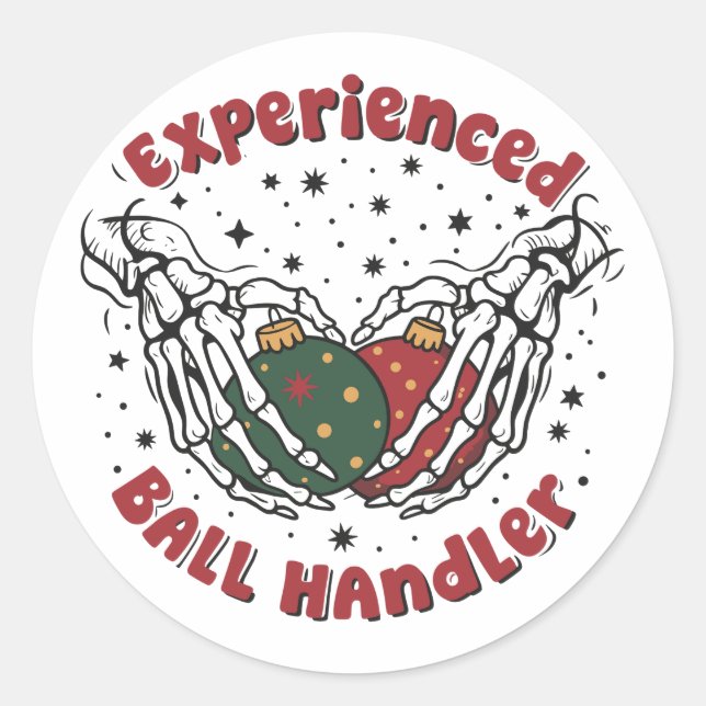 Sticker Rond Expérimenté gestionnaire de balle squelette de mai (Devant)