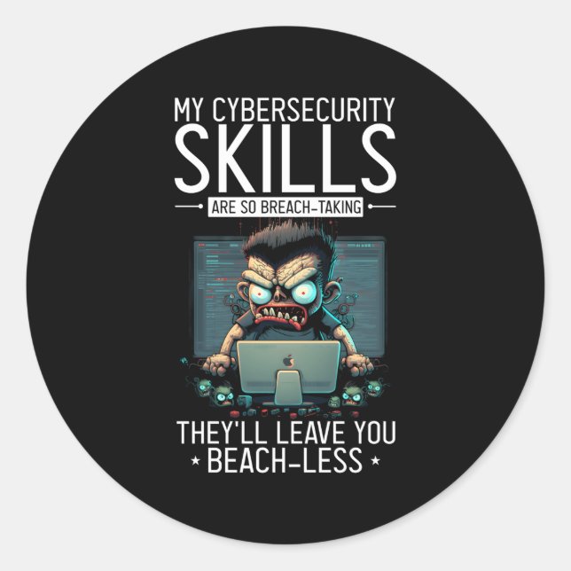 Sticker Rond Expert En Cybersécurité Pour Hacker Et Cyber W (Devant)