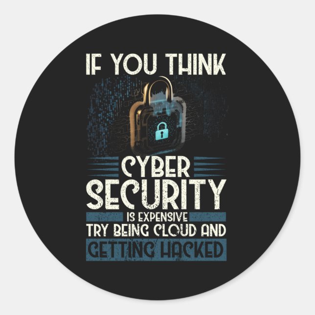 Sticker Rond Expert En Cybersécurité Pour Hacker Et Cyber W (Devant)