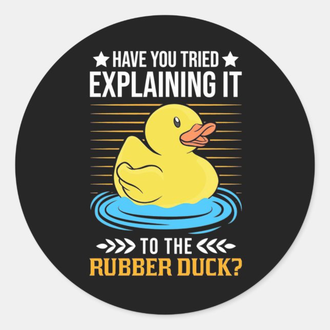 Sticker Rond Expliquer Au Canard En Caoutchouc (Devant)