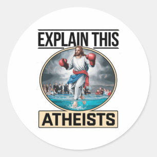 Sticker Rond Expliquez-moi ce Jésus athées Gants de boxe