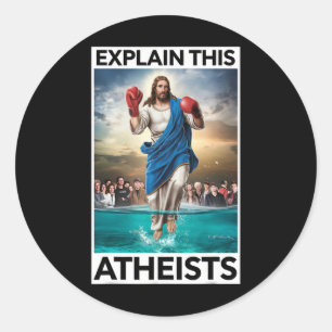 Sticker Rond Expliquez-moi ce Jésus athées Gants de boxe