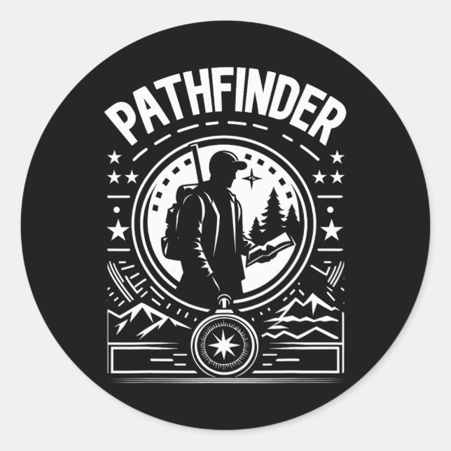 Sticker Rond Explorateur d'aventure de Pathfinder Randonnée en  (Devant)