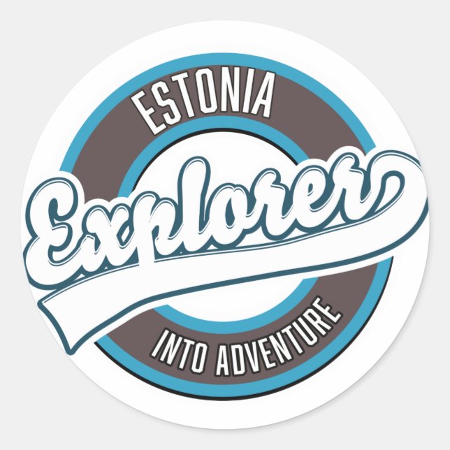 Sticker Rond Explorateur d'Estonie dans l'aventure  (Devant)
