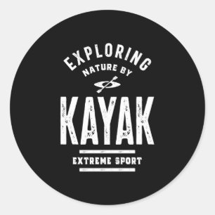 Sticker Rond Exploration de la nature par Kayak - Kayaking Gift