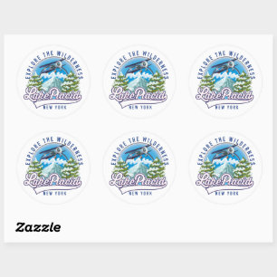Sticker Rond Explorer la nature, lac placide