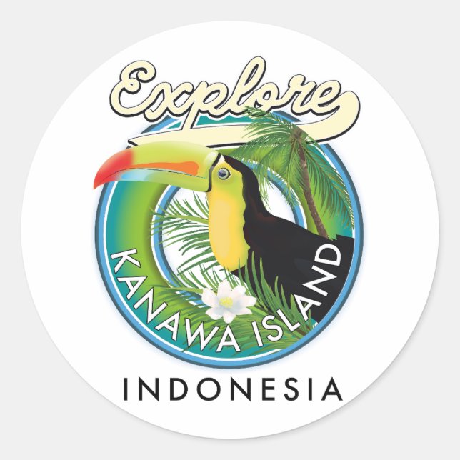 Sticker Rond explorer l'île de Kanawa en Indonésie impression p (Devant)