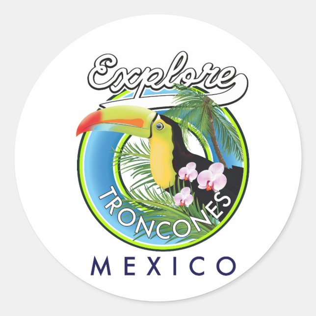 Sticker Rond Explorer Troncones Mexique logo rétro Tasse à café (Devant)