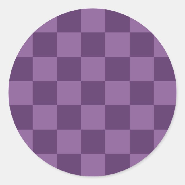Sticker Rond Explorez la beauté du motif damier violet (Devant)