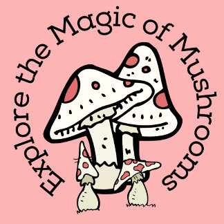 Sticker Rond Explorez la magie des champignons (Rose) Autocolla