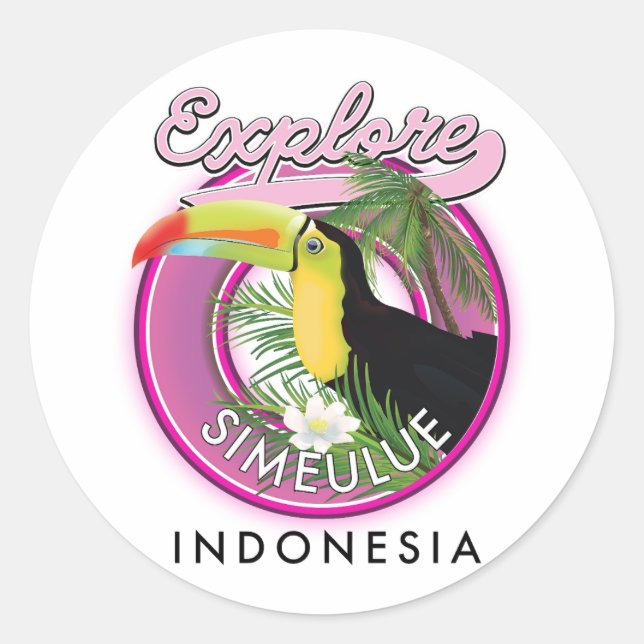 Sticker Rond Explorez le logo de Simeulue Indonésie. (Devant)