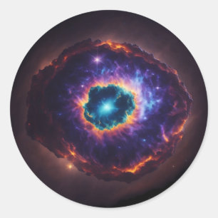 Sticker Rond Explosion de Supernova dans le ciel étoilé