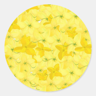 Sticker Rond Explosion Florale Jaune Total