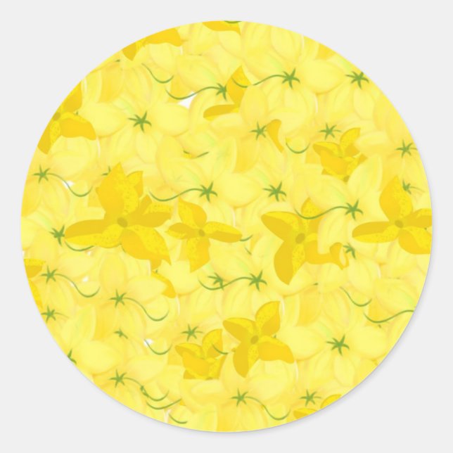 Sticker Rond Explosion Florale Jaune Total (Devant)