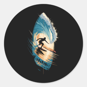 Sticker Rond Exposition Multiple Surf Planche de Surf Surf Plan