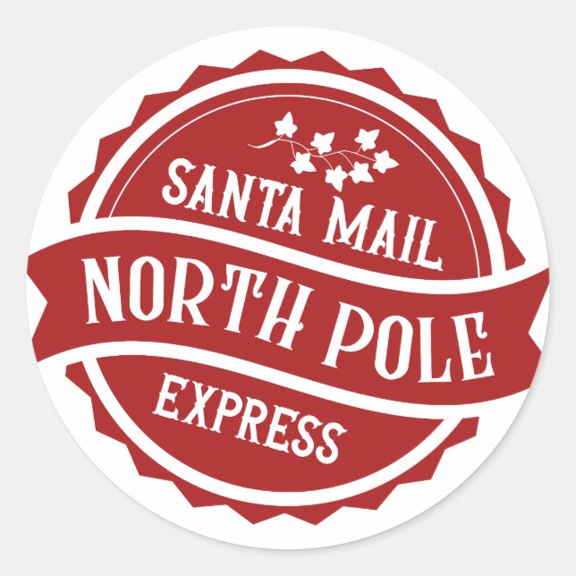 Sticker Rond Express du Pôle Nord de père Noël Mail (Devant)