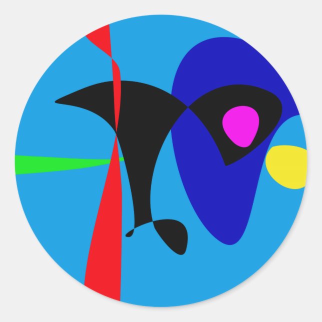 Sticker Rond Expressionnisme Abstrait Art numérique simple (Devant)