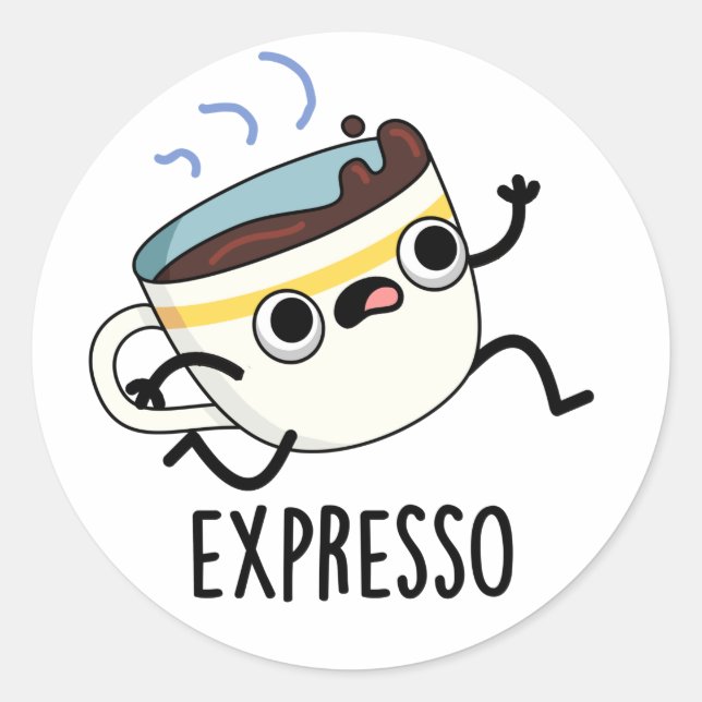 Sticker Rond Expresso Drôle Coureur De Coffee Pun (Devant)