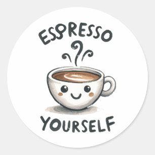 Sticker Rond Exprimez-vous café