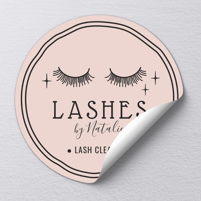 Sticker Rond Extensions Eyelash mignonnes Nettoyeur de lash ros (Créateur téléchargé)