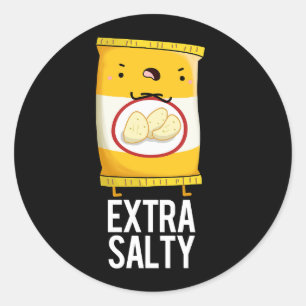 Sticker Rond Extra Salty Funny Salty Snack Pun Dark BG