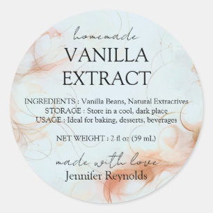 Sticker Rond Extrait de vanille bleu fait maison et instruction