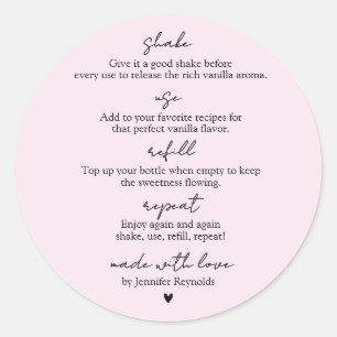 Sticker Rond Extrait de vanille maison rose Utiliser Remplir Ré