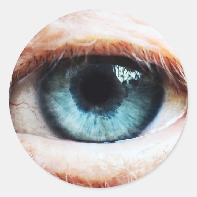 Sticker Rond Eyeball effrayant & Halloween Oeil bleu /zombie éf (Devant)