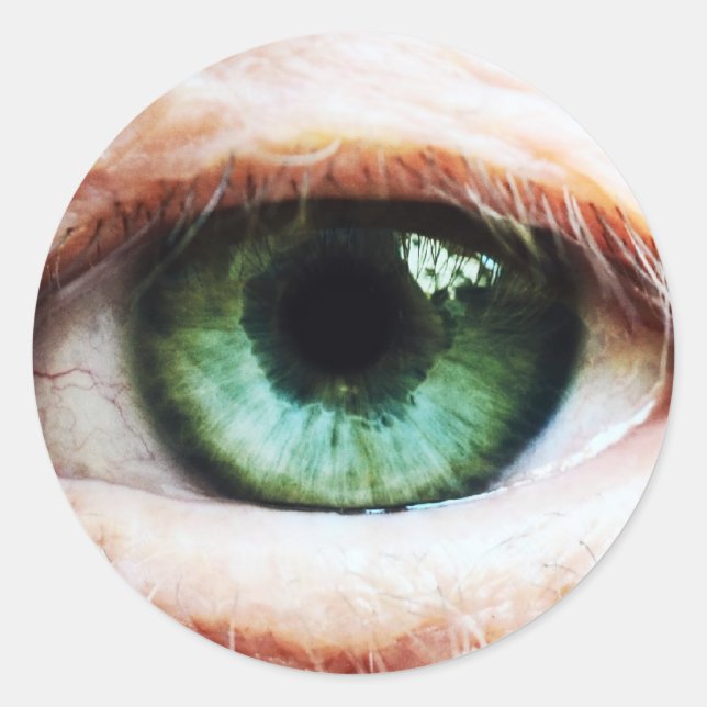 Sticker Rond Eyeball effrayant & Halloween Oeil Vert /Zombie éf (Devant)