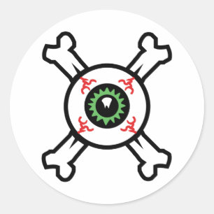 Sticker Rond Eyeball et Crossbones pour les arrière - plans l