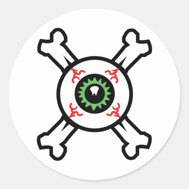 Sticker Rond Eyeball et Crossbones pour les arrière - plans lég (Devant)