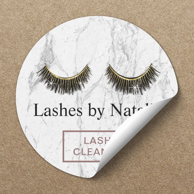 Sticker Rond Eyelash Extensions Lash Cleaner Marbre moderne (Créateur téléchargé)