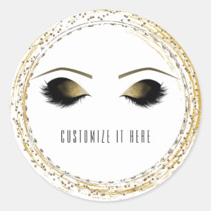 Sticker Rond Eyelashes de maquillage en or d'argent Personnalis