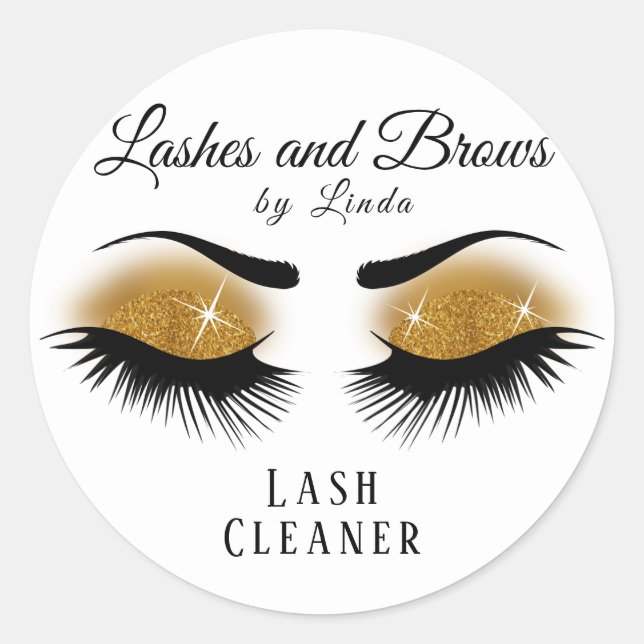 Sticker Rond Eyelashes Extension Cleaner Design - Or (Devant)