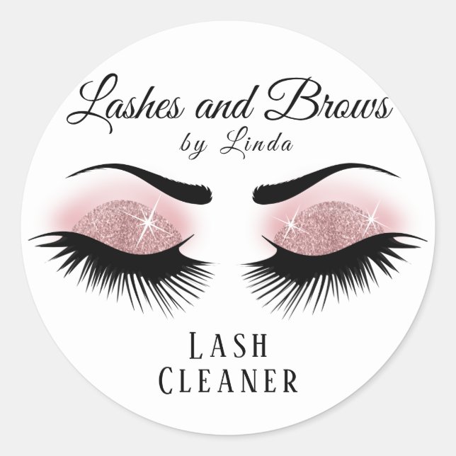 Sticker Rond Eyelashes Extension Cleaner Design - Or Rose (Devant)