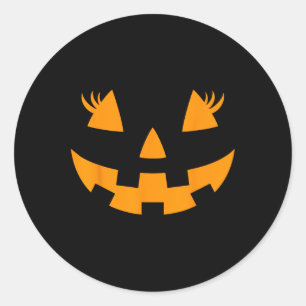 Sticker Rond Eyelashes Jack-o'-lantern Face Citrouille Hallowen