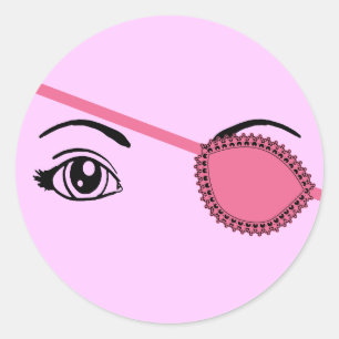 Sticker Rond Eyepatch rose