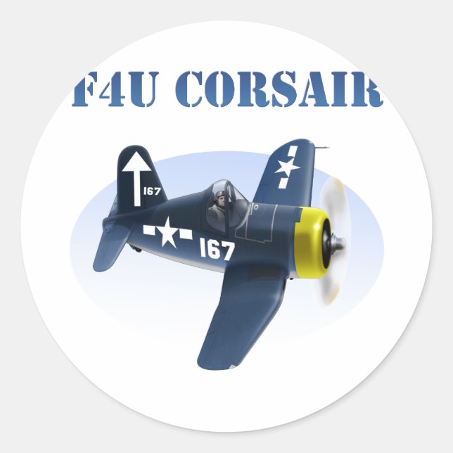 Sticker Rond F4U Corsair Plane #167 (Devant)