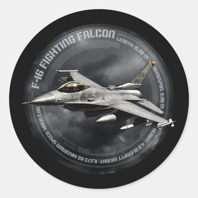 Sticker Rond F-16 Faucon combattant (Devant)