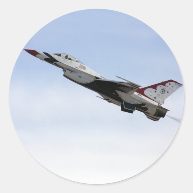 Sticker Rond F-16 Thunderbird En Vol (Devant)