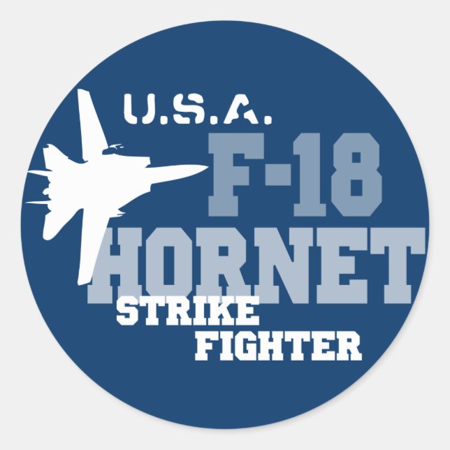 Sticker Rond F-18 Hornet - Strike Fighter (Devant)