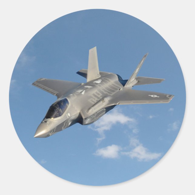 Sticker Rond F-35 Lightning II Panther Jet Fighter dans le ciel (Devant)