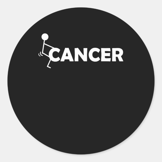 Sticker Rond F Cancer Funny Stick figure Vis Hump It (Devant)