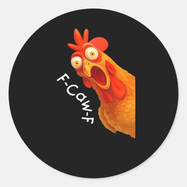 Sticker Rond F-Caw-F Chicken Essential Minimal Clean (Devant)