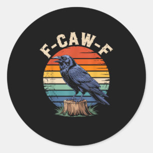 Sticker Rond F-Caw-F Corbeau Lune Gothique Halloween Corbeau Oi
