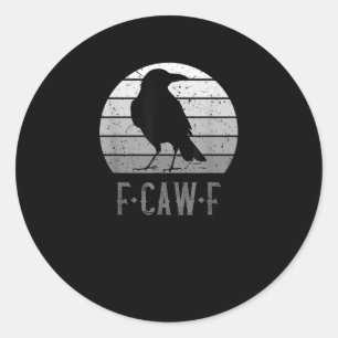 Sticker Rond F-Caw-F Corbeau Oiseau Rétro Lune Vintage F-Caw-F